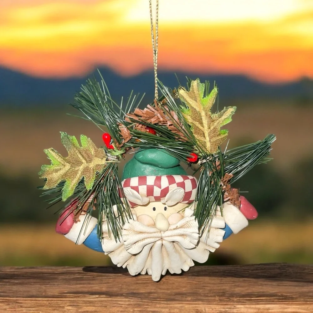Pier 1 Vintage Santa Clay Ornament